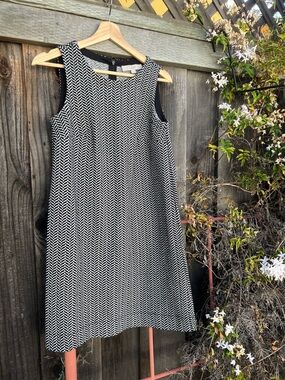 LOFT Black and White Chevron Sleeveless Mini Dress